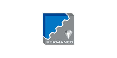blue and grey permaneo logo on white background