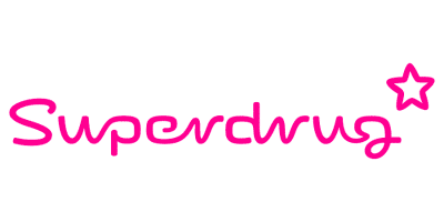 pink Superdrug logo on white background