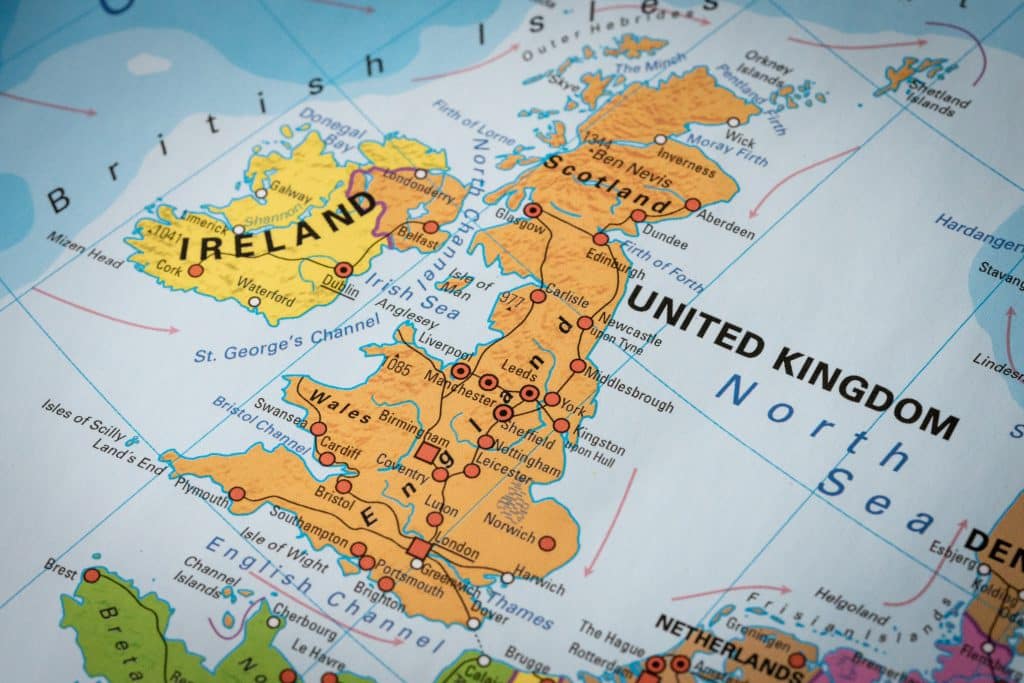 map of UK and Ireland